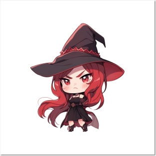 Cute Red Halloween Witch Posters and Art